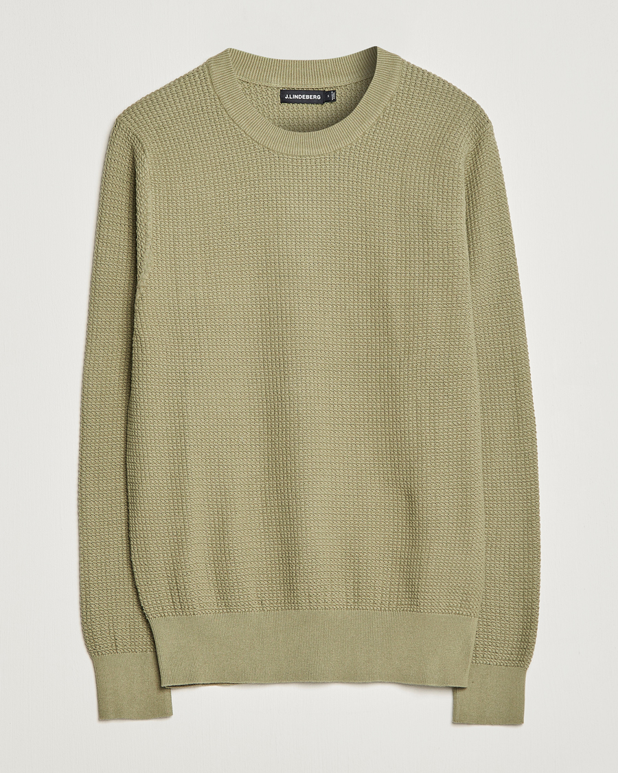 Mies | Puserot | J.Lindeberg | Arthur Structure Organic Cotton Crew Neck Aloe