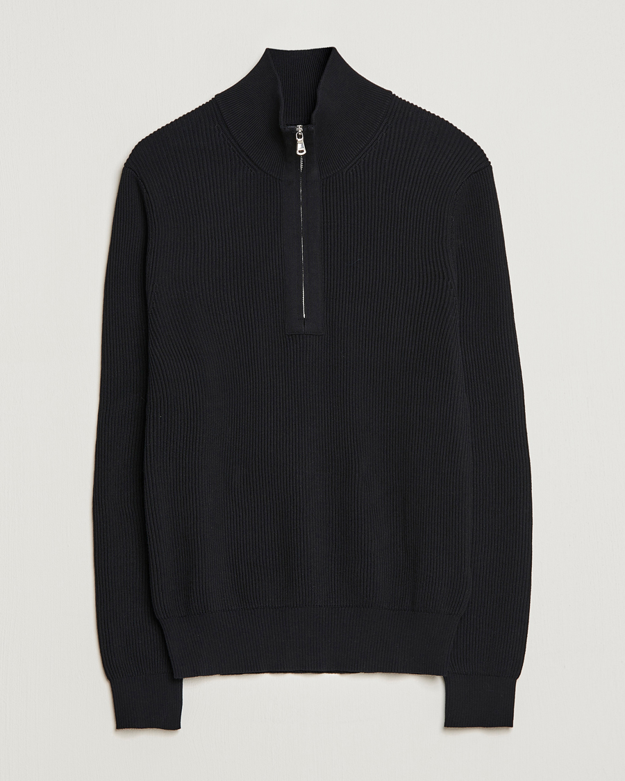 Mies | Puserot | J.Lindeberg | Alex Half Zip Organic Cotton Sweater Black