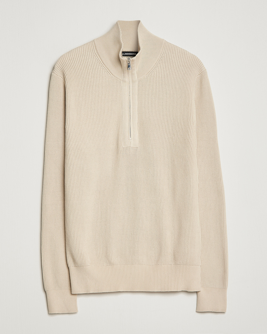 Mies | Puserot | J.Lindeberg | Alex Half Zip Organic Cotton Sweater Turtledove