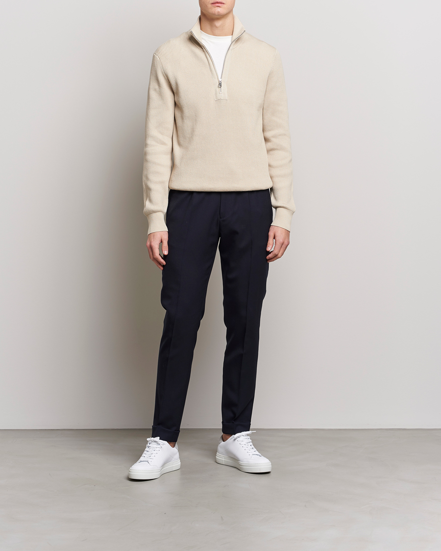 Mies | Puserot | J.Lindeberg | Alex Half Zip Organic Cotton Sweater Turtledove