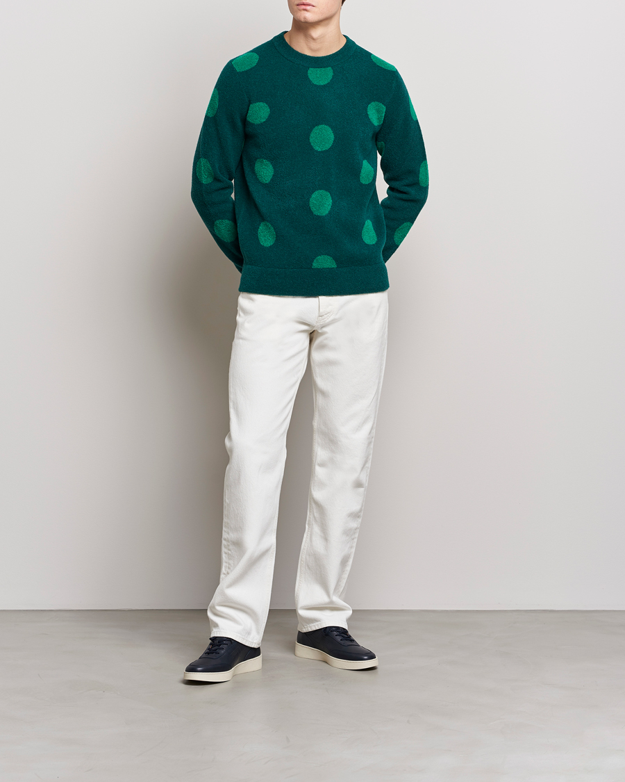 Mies | Puserot | J.Lindeberg | Dotte Hairy Jacquard Crewneck Rain Forest