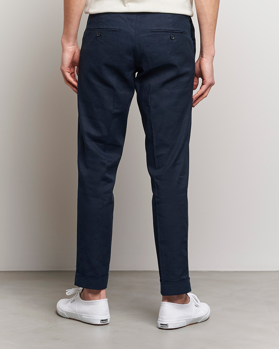 Mies | Housut | J.Lindeberg | Grant Stretch Cotton/Linen Trousers Navy