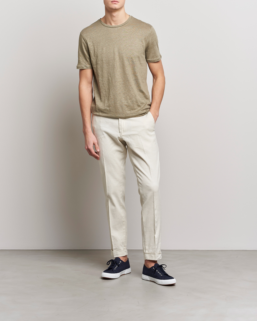 Mies | Housut | J.Lindeberg | Grant Stretch Cotton/Linen Trousers Turtledove