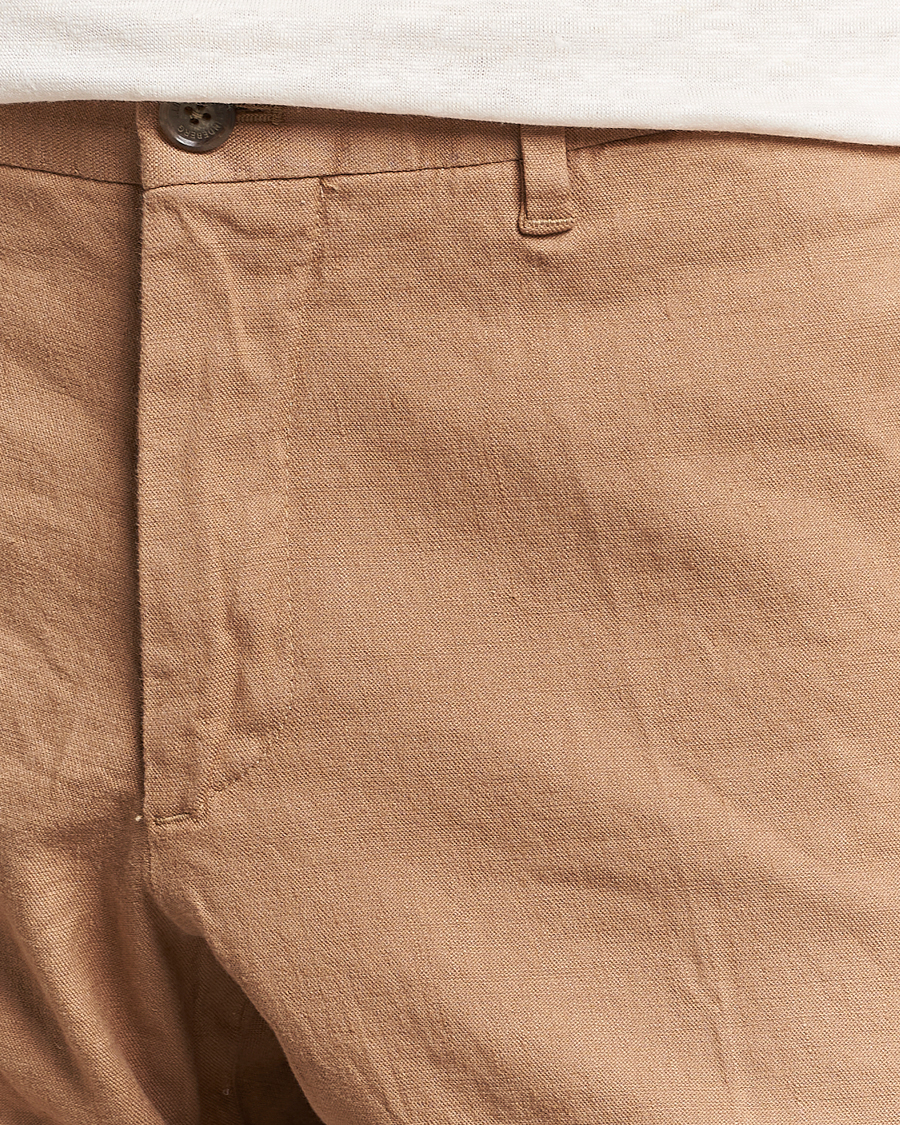 Mies | Housut | J.Lindeberg | Grant Stretch Cotton/Linen Trousers Tiger Brown