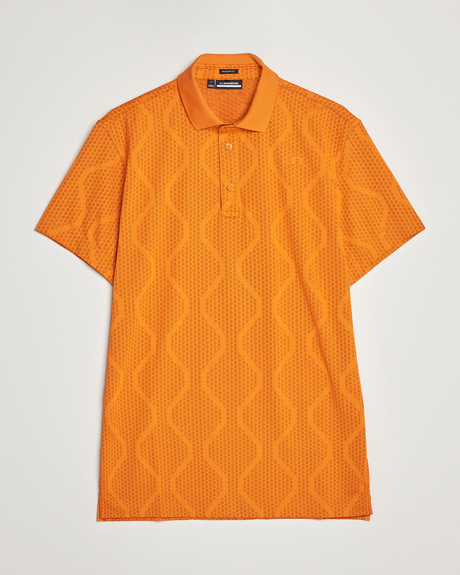 Mies | Pikeet | J.Lindeberg | Mat Jacquard Regular Fit Polo Russet Orange
