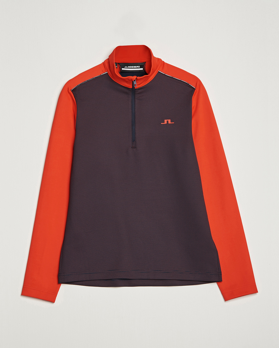 Mies | Puserot | J.Lindeberg | Terry Mid Layer Half Zip Fiery Red