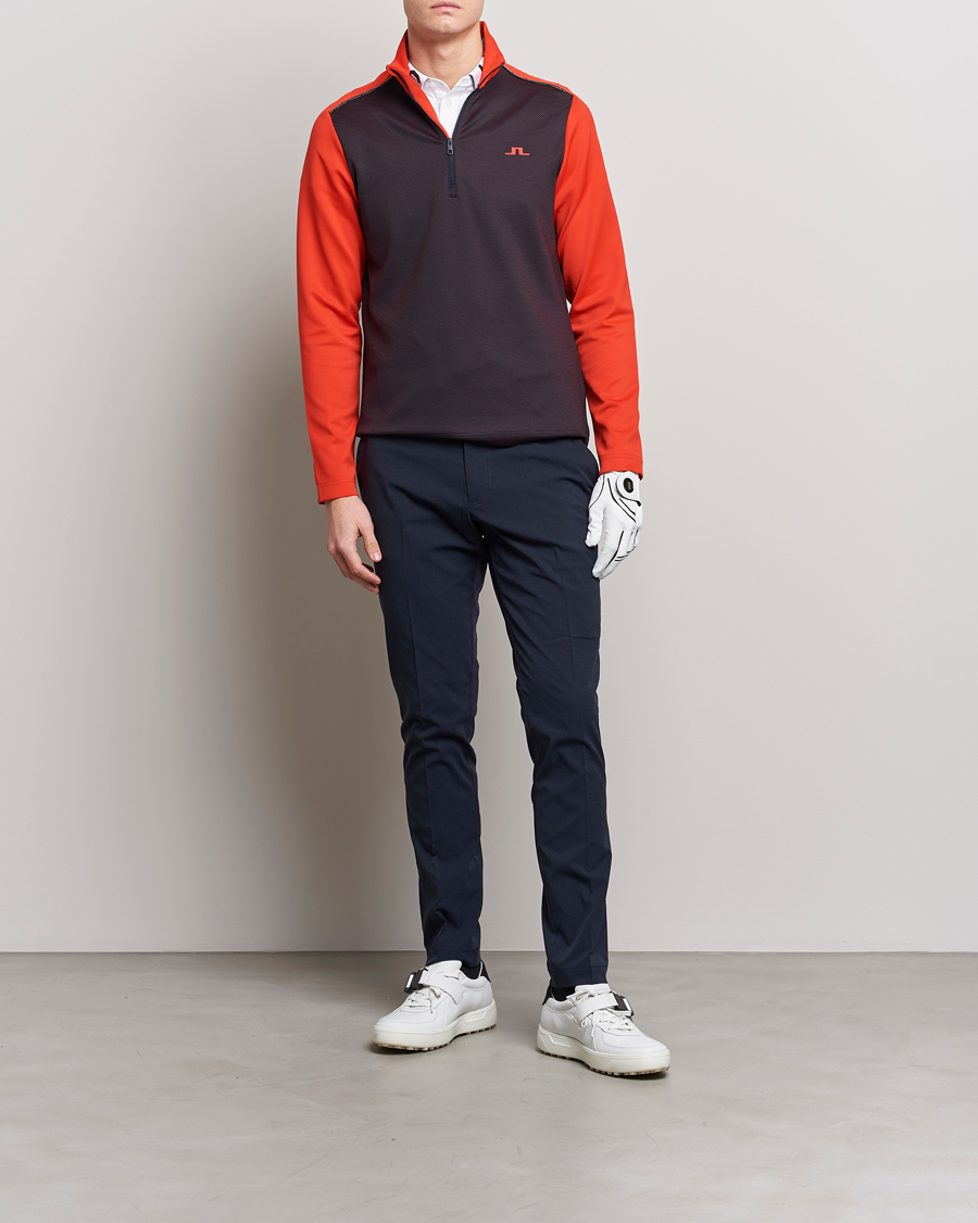Mies | Puserot | J.Lindeberg | Terry Mid Layer Half Zip Fiery Red