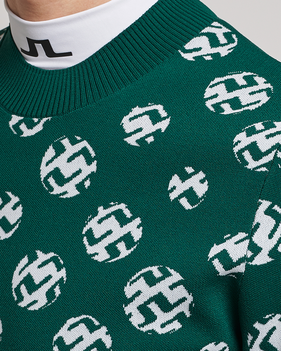 Mies | Puserot | J.Lindeberg | Gus Jaccquard Knitted Sweater Rain Forest