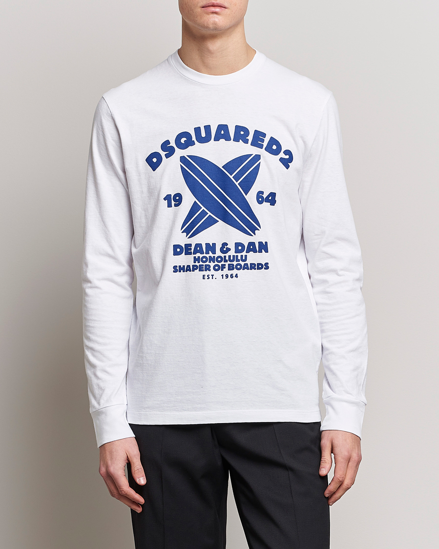 Mies | Pitkähihaiset t-paidat | Dsquared2 | Long Sleeve Surf Tee White