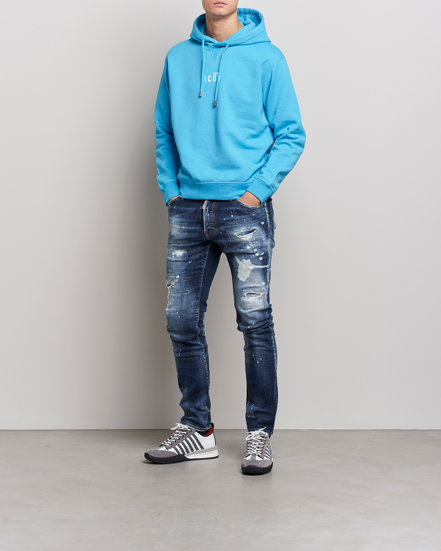 Mies | Puserot | Dsquared2 | Icon small Logo Hoodie Blue Miami
