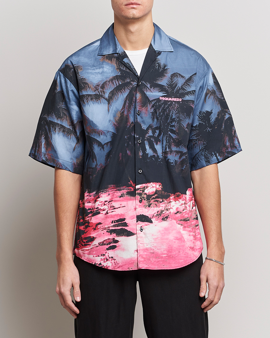 Mies | Lyhythihaiset kauluspaidat | Dsquared2 | Palm Tree Bowling Shirt Purple