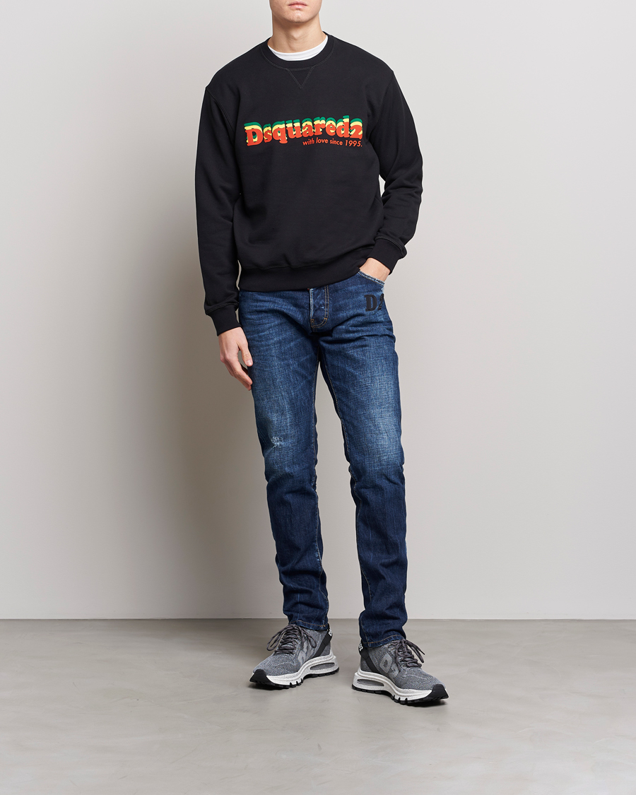 Mies | Puserot | Dsquared2 | Printed Cotton Sweatshirt Black