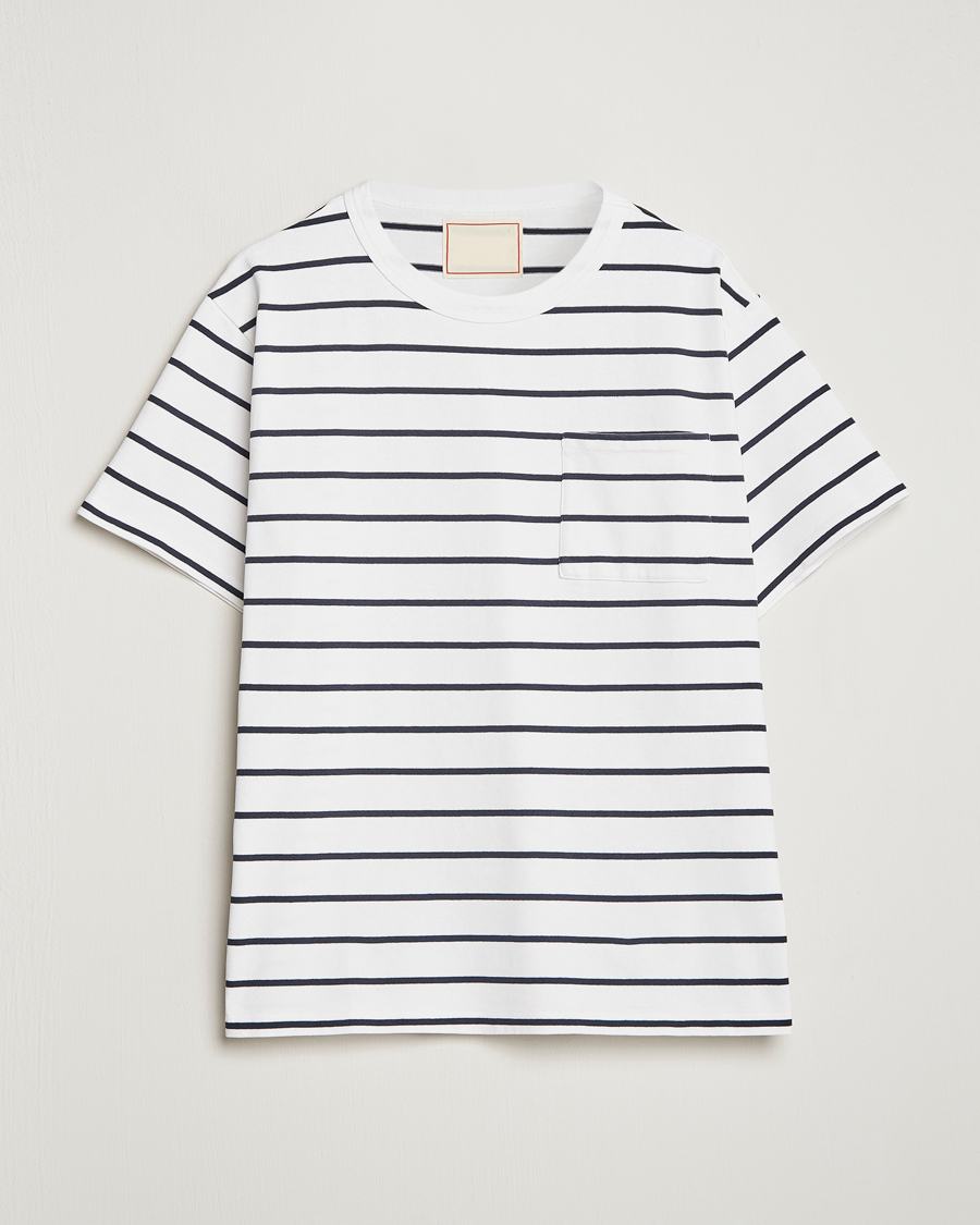 Mies | T-paidat | Jeanerica | Hervé Striped Heacy Crew Neck T-Shirt White/Navy
