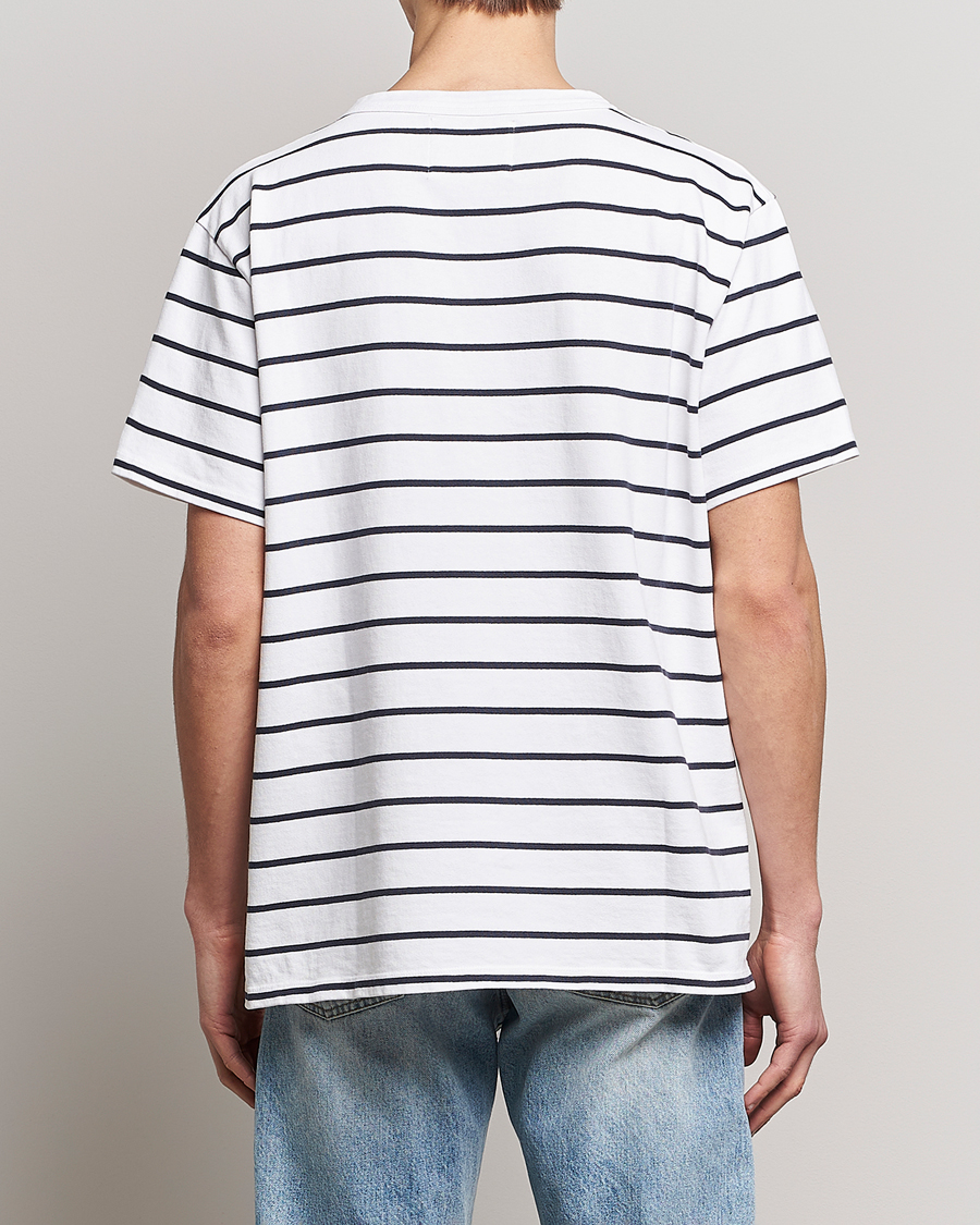 Mies | T-paidat | Jeanerica | Hervé Striped Heacy Crew Neck T-Shirt White/Navy