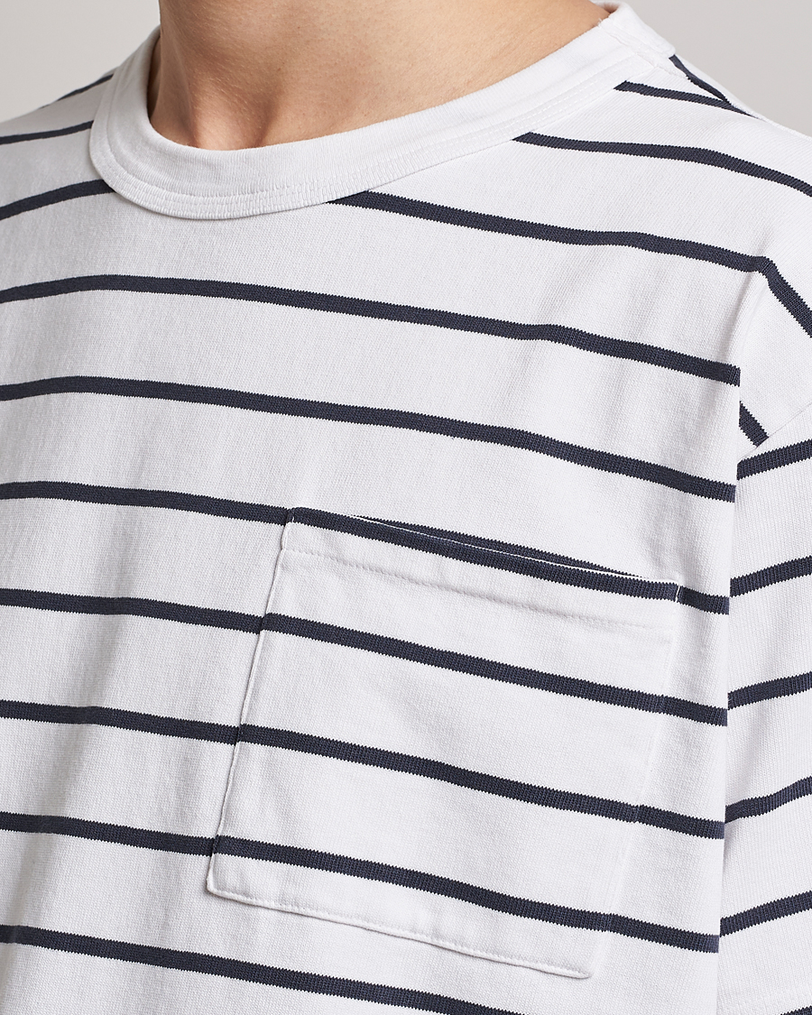 Mies | T-paidat | Jeanerica | Hervé Striped Heacy Crew Neck T-Shirt White/Navy