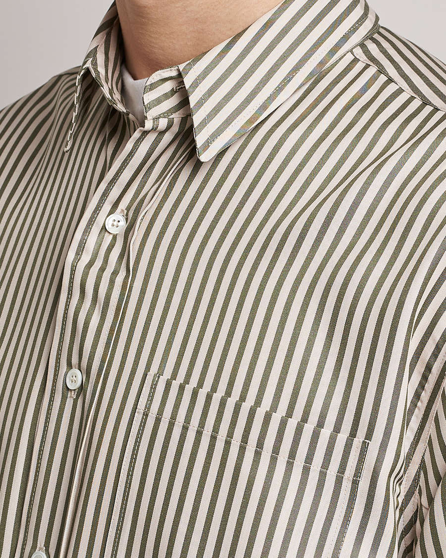 Mies | Kauluspaidat | Jeanerica | Come Tencel Striped Shirt Green/White