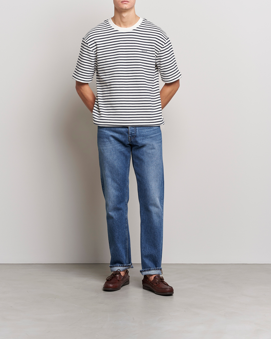 Mies | T-paidat | GANT | Stripe Heavy Tee Eavning Blue