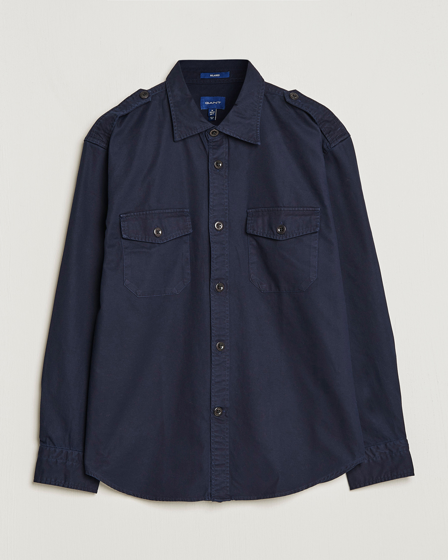 Mies | Kauluspaidat | GANT | Solid Twill Overshirt Evening Blue