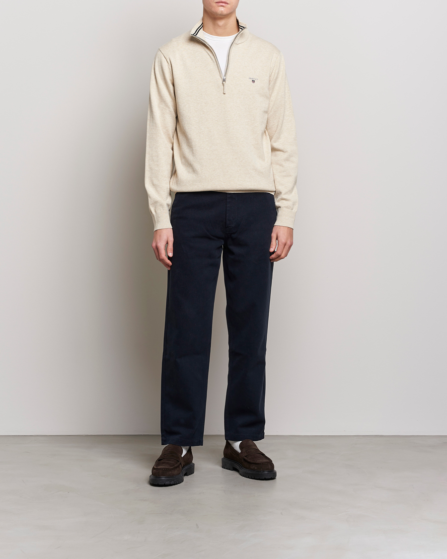 Mies | Puserot | GANT | Classic Cotton Half Zip Ocra Melange