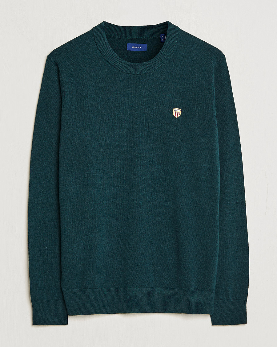 Mies | Puserot | GANT | Banner Shield Lambswool Crew Neck Ratran Green