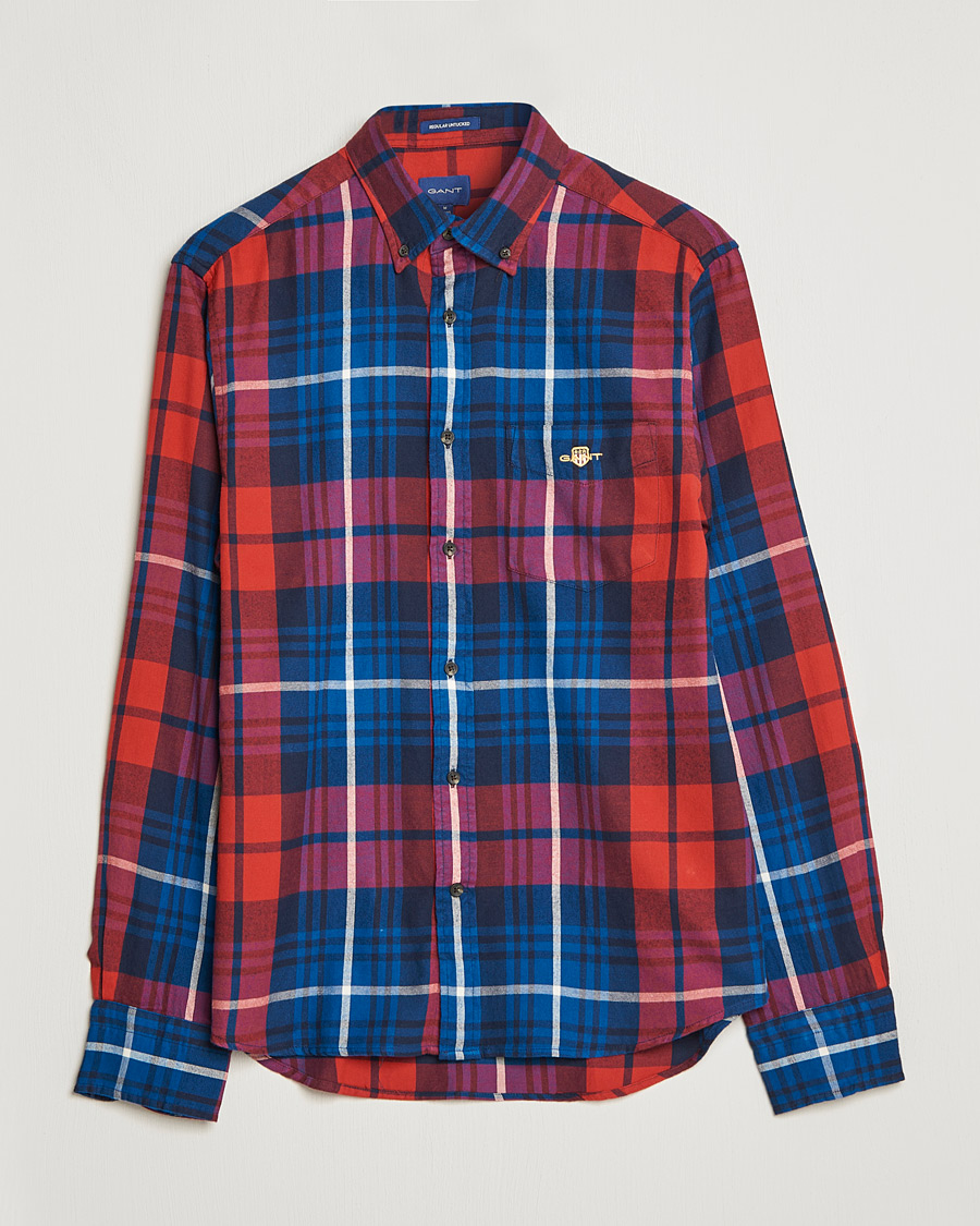 Mies | Kauluspaidat | Gant | Regular Plaid Flannel Shirt Ruby Red
