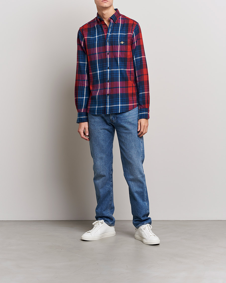 Mies | Kauluspaidat | Gant | Regular Plaid Flannel Shirt Ruby Red