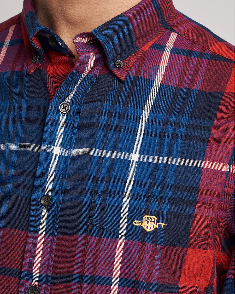 Mies | Kauluspaidat | Gant | Regular Plaid Flannel Shirt Ruby Red