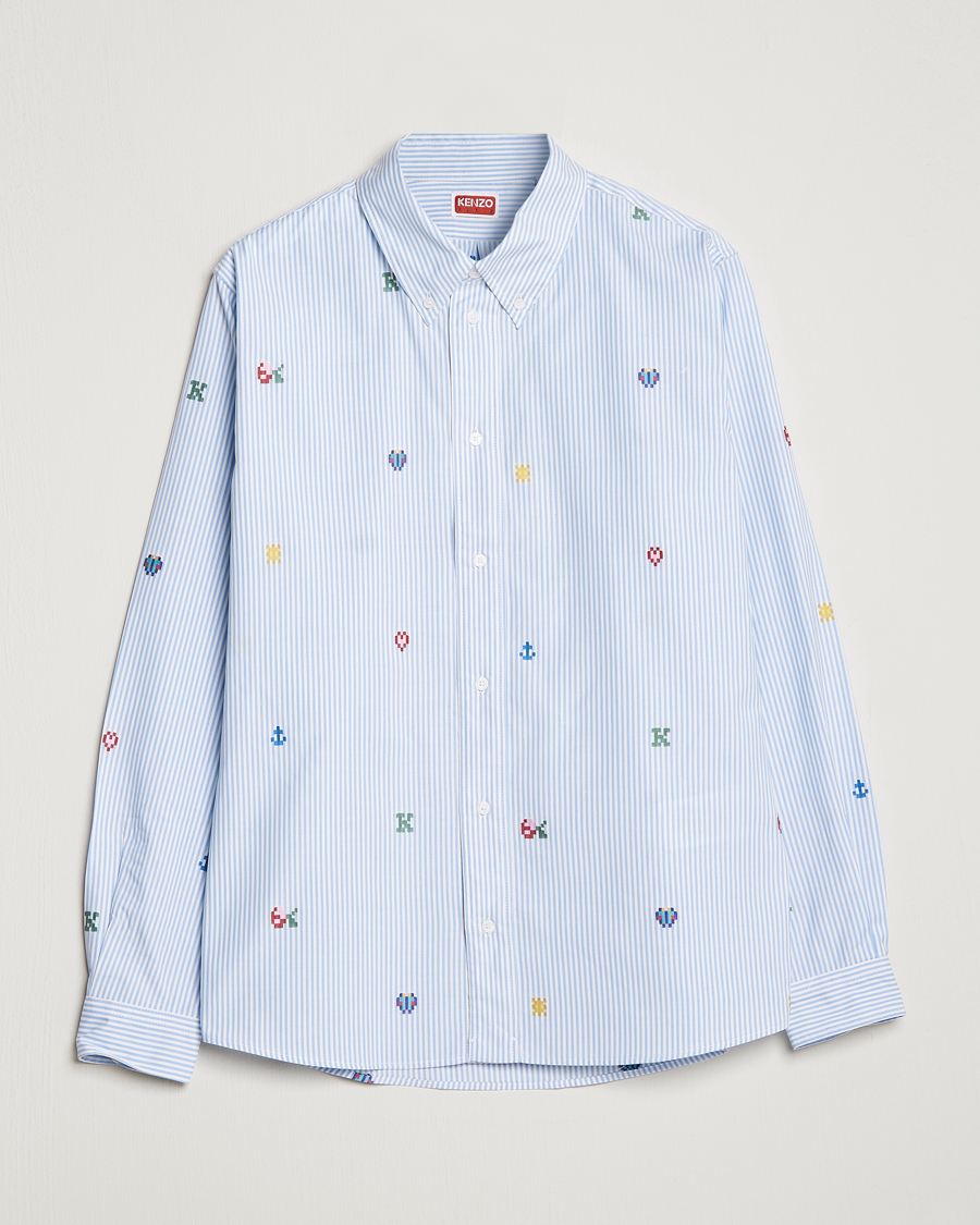 Mies | Kauluspaidat | KENZO | Pixel Striped Casual Shirt Light Blue