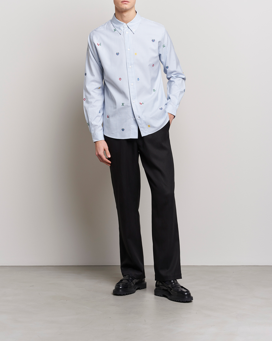 Mies | Kauluspaidat | KENZO | Pixel Striped Casual Shirt Light Blue