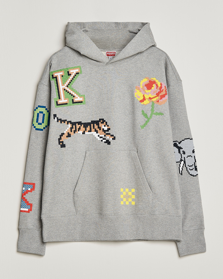 Mies | Puserot | KENZO | Pixel Oversize Hoodie Pearl Grey