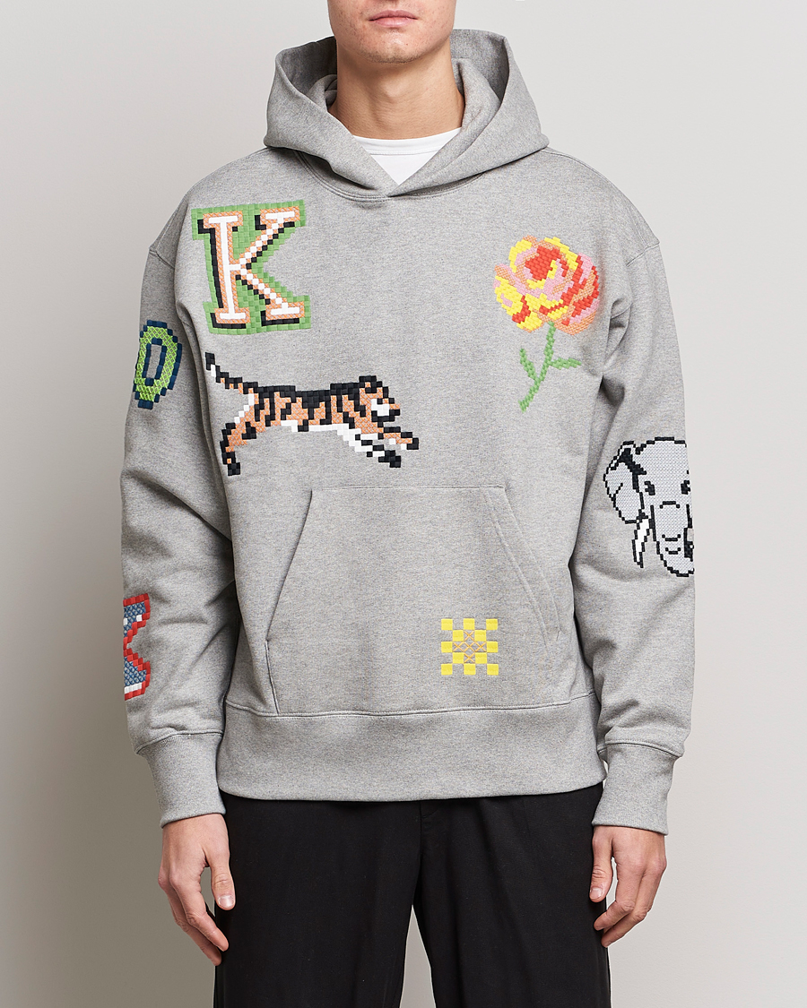 Mies | Puserot | KENZO | Pixel Oversize Hoodie Pearl Grey