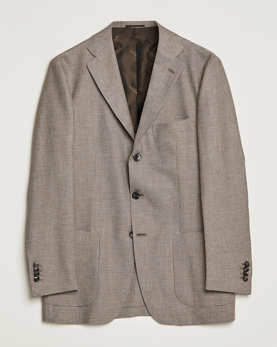 Mies | Pikkutakit | Kiton | Wool Houndstooth Blazer Beige