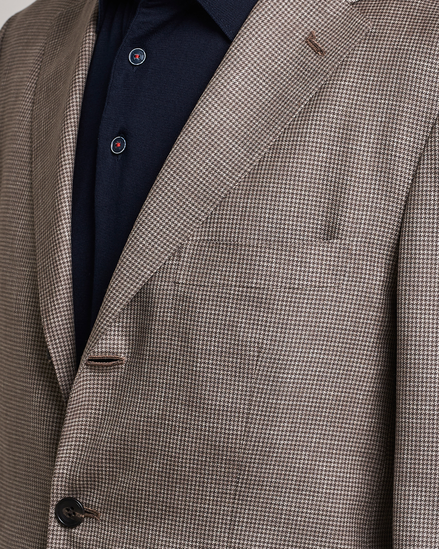 Mies | Pikkutakit | Kiton | Wool Houndstooth Blazer Beige