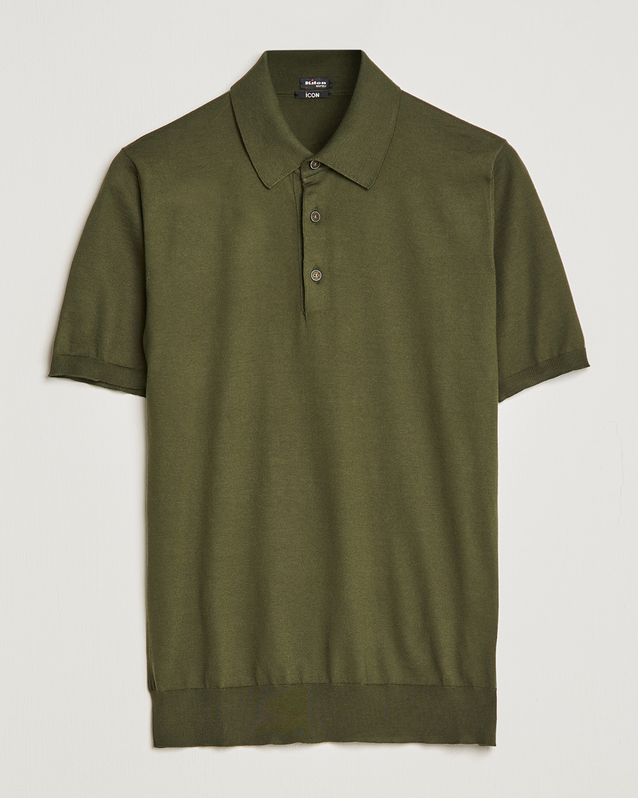 Mies | Pikeet | Kiton | Sea Island Cotton Polo Dark Olive