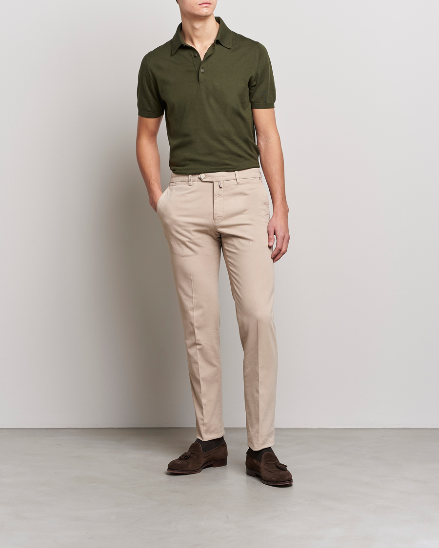 Mies | Pikeet | Kiton | Sea Island Cotton Polo Dark Olive