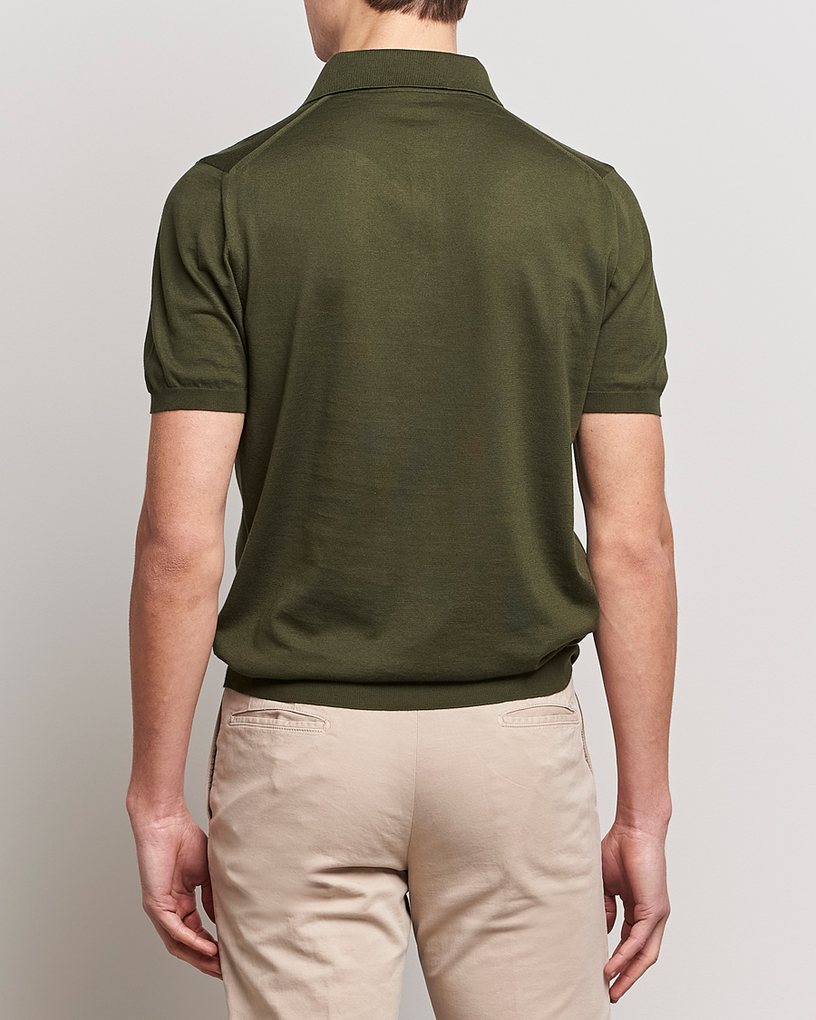 Mies | Pikeet | Kiton | Sea Island Cotton Polo Dark Olive