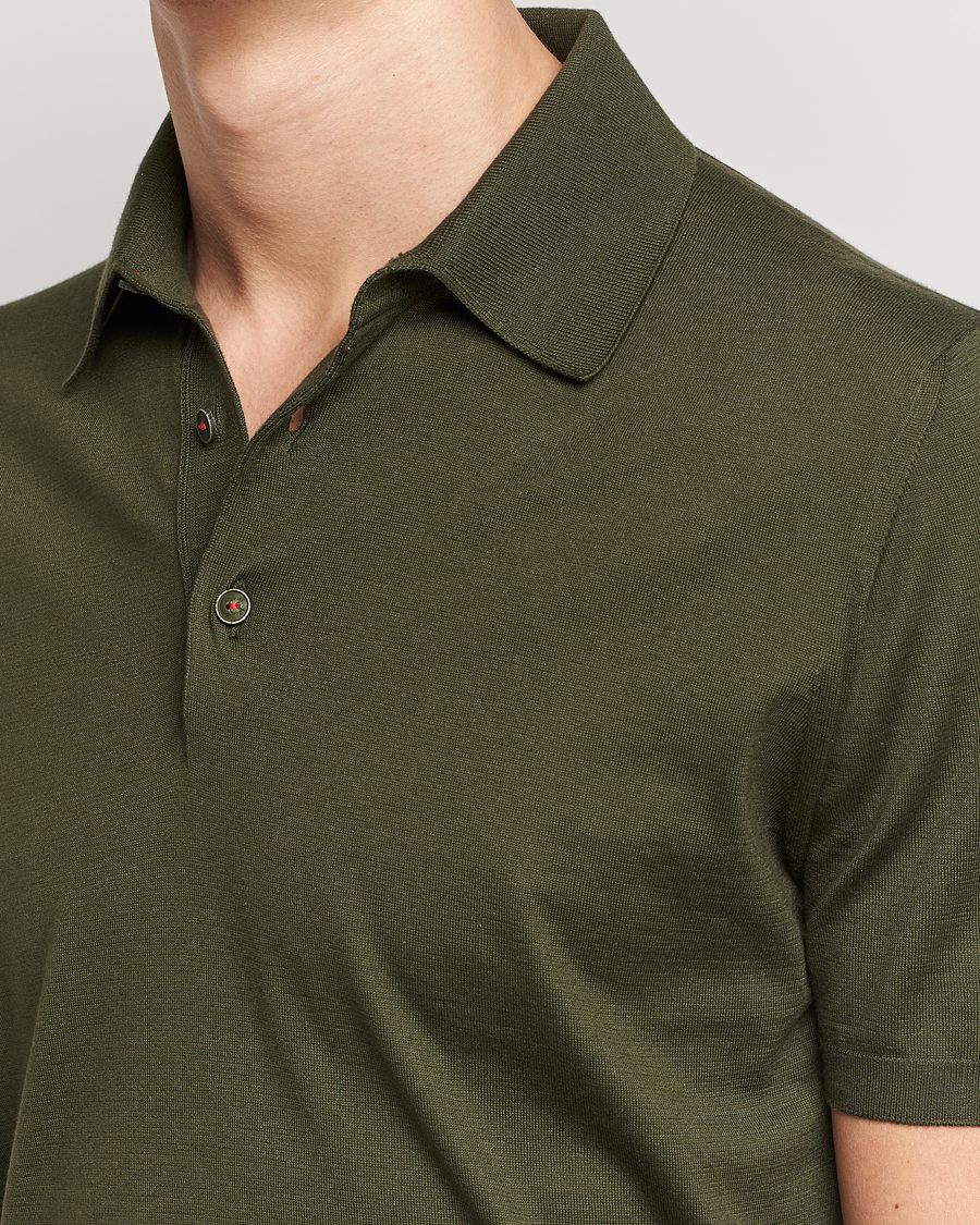 Mies | Pikeet | Kiton | Sea Island Cotton Polo Dark Olive