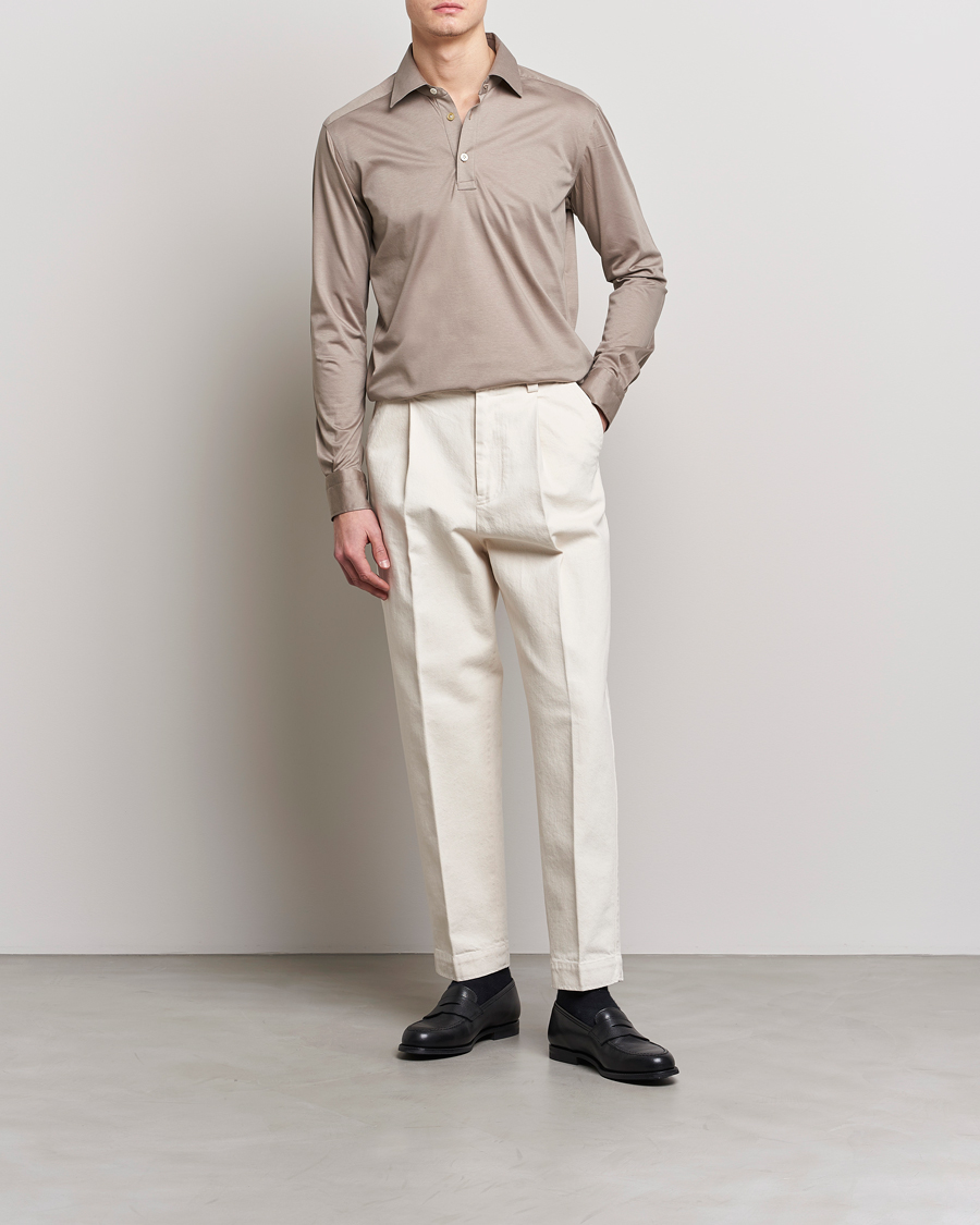 Mies | Kauluspaidat | Kiton | Popover Shirt Beige