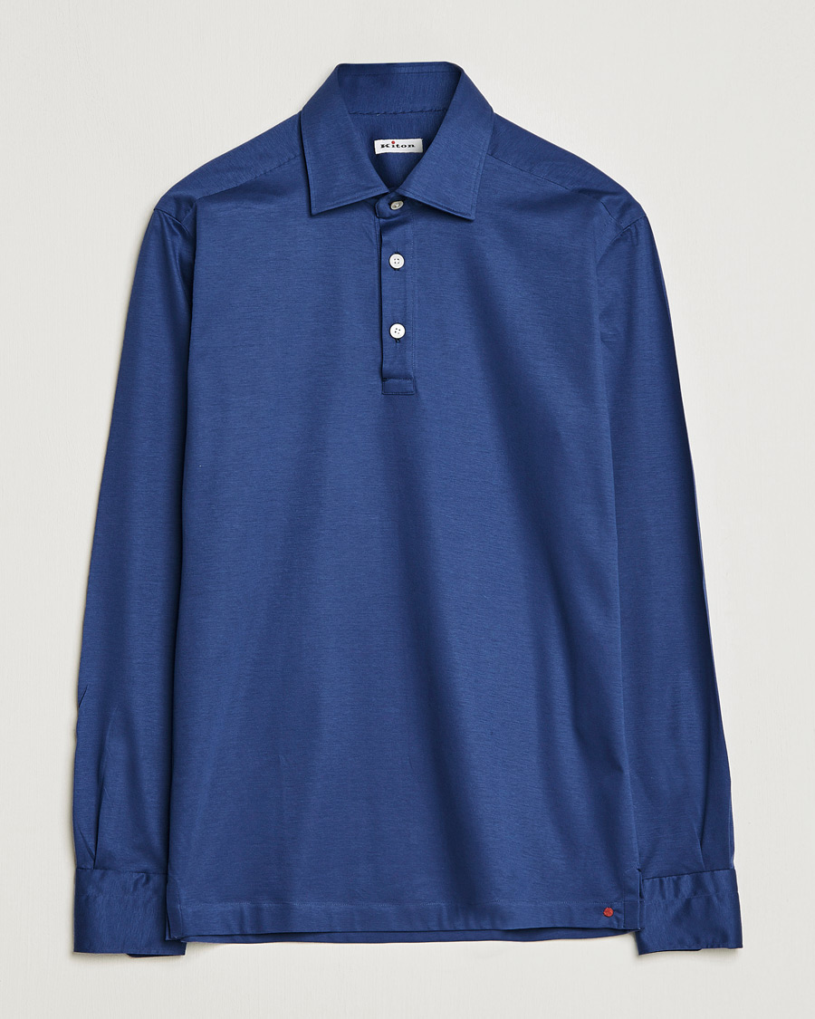 Mies | Kauluspaidat | Kiton | Popover Shirt Dark Blue