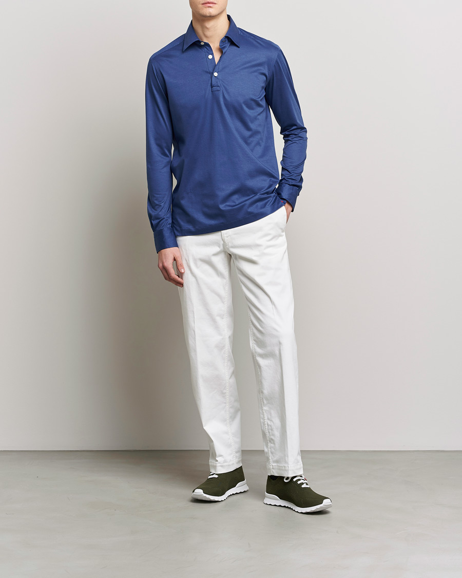 Mies | Kauluspaidat | Kiton | Popover Shirt Dark Blue