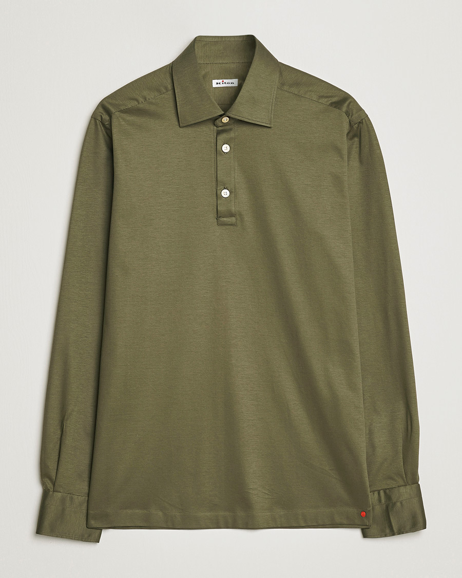 Mies | Kauluspaidat | Kiton | Popover Shirt Dark Olive