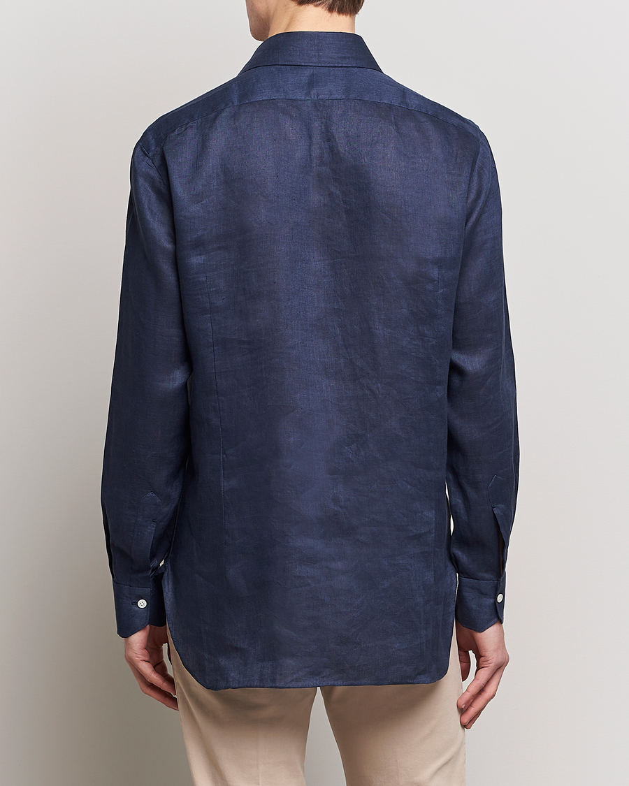 Mies | Kauluspaidat | Kiton | Linen Sport Shirt Navy