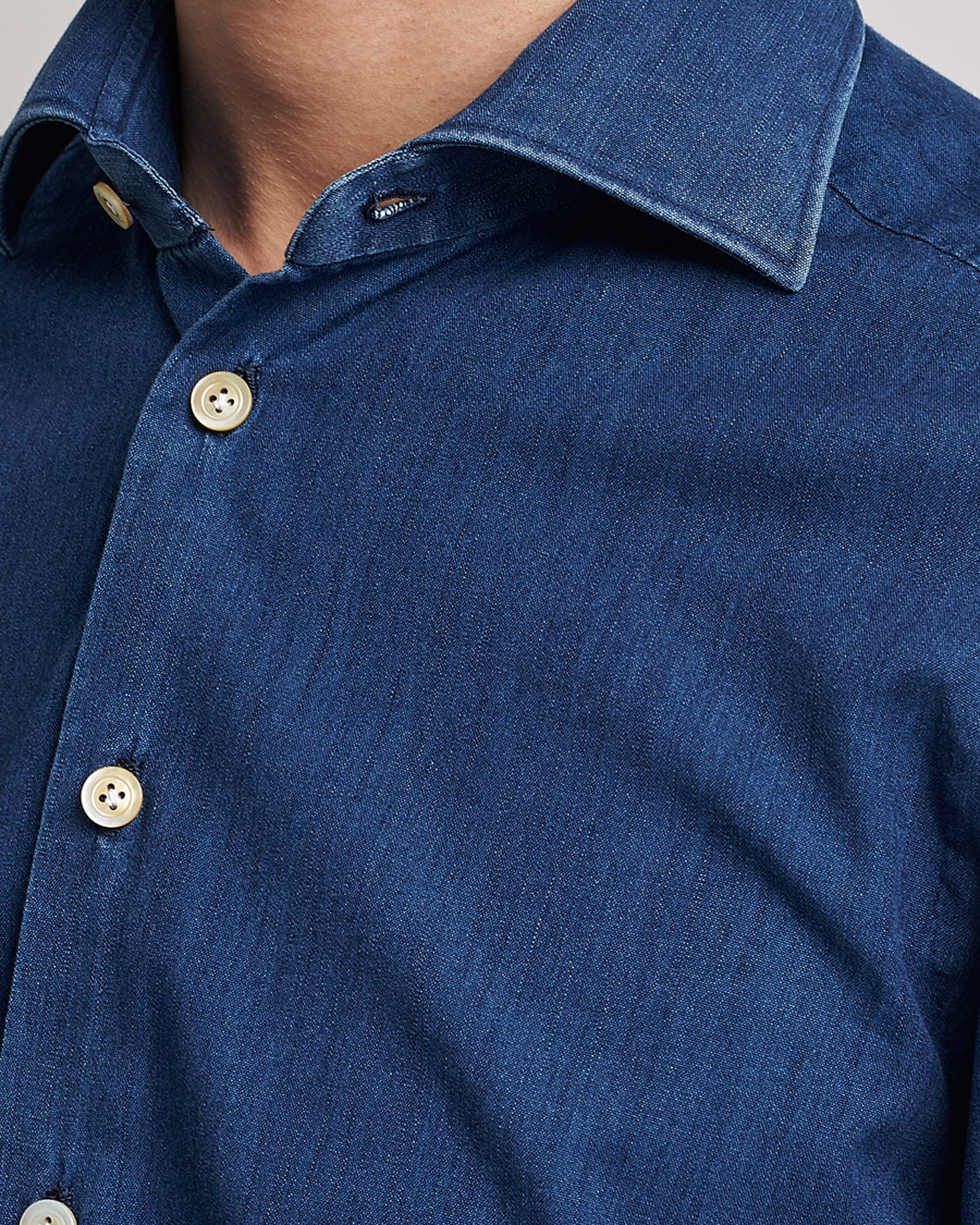 Mies | Kauluspaidat | Kiton | Denim Sport Shirt Indigo Blue