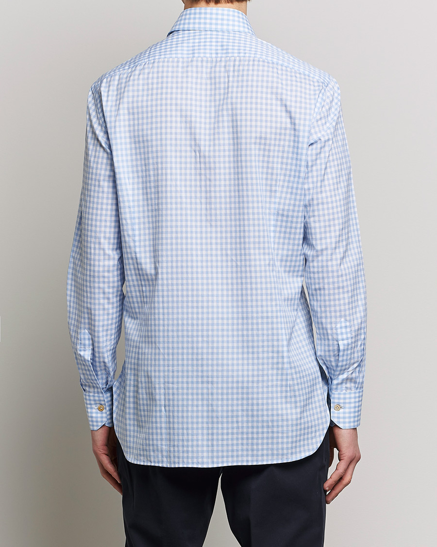 Mies | Kauluspaidat | Kiton | Slim Fit Checked Dress Shirt Light Blue