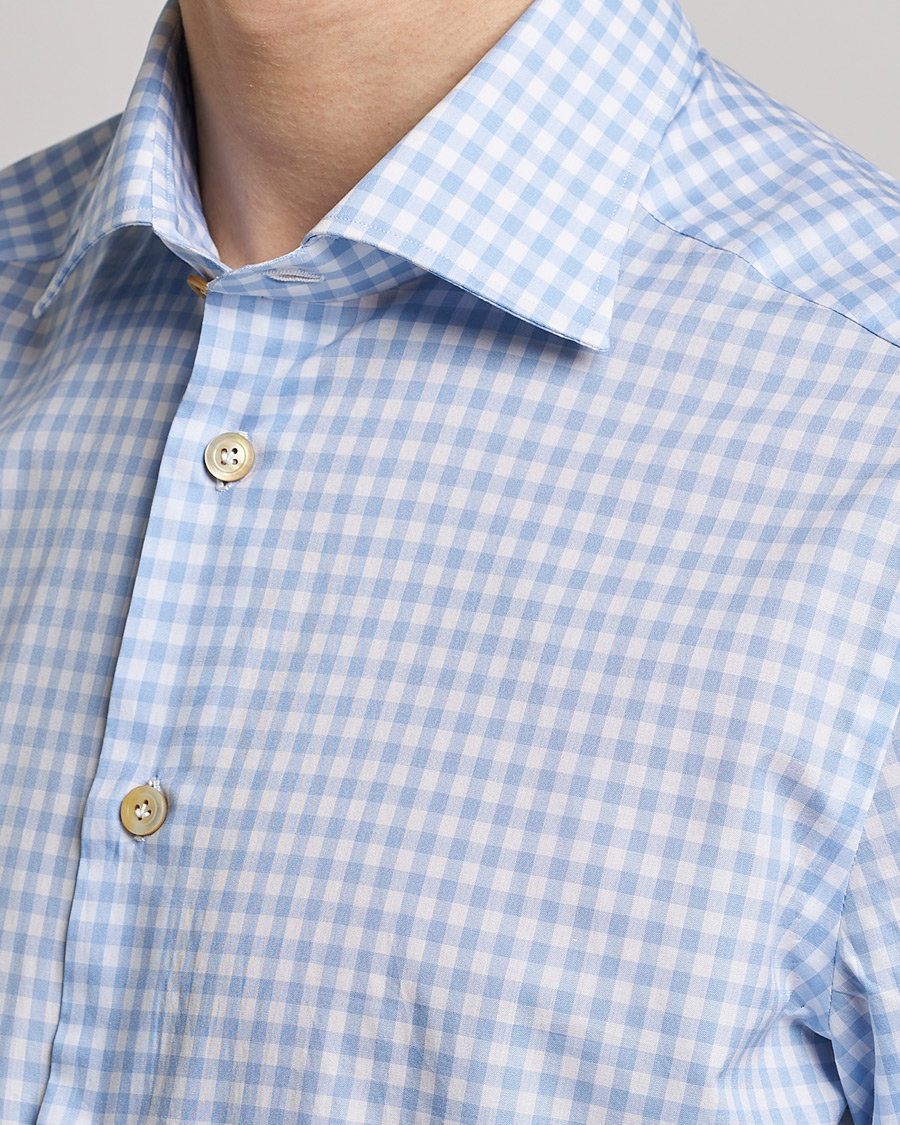 Mies | Kauluspaidat | Kiton | Slim Fit Checked Dress Shirt Light Blue