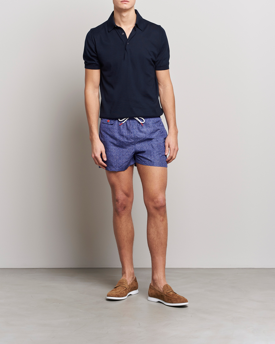 Mies | Uimahousut | Kiton | Printed Swim Trunks Navy Melange