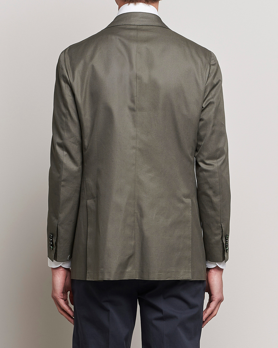 Mies | Pikkutakit | Kiton | Sea Island Cotton Blazer Olive Green
