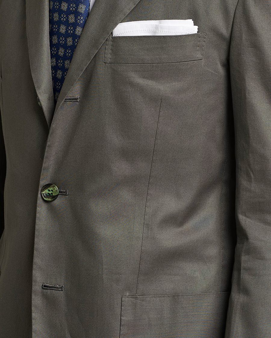 Mies | Pikkutakit | Kiton | Sea Island Cotton Blazer Olive Green