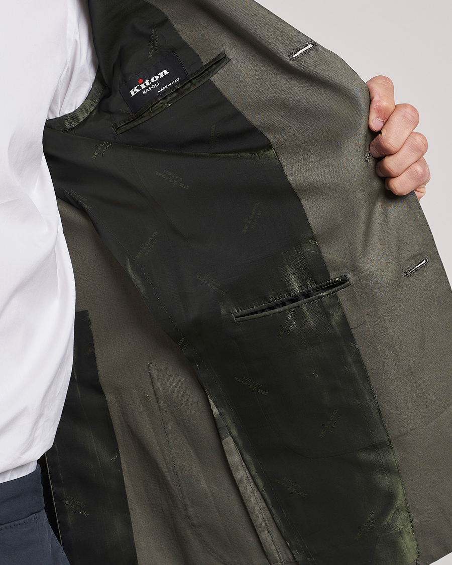 Mies | Pikkutakit | Kiton | Sea Island Cotton Blazer Olive Green