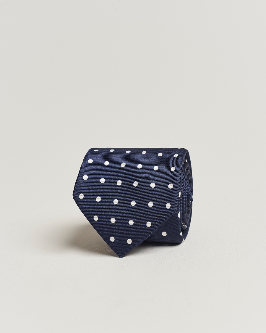 Mies | Kiton Dotted Silk Tie Navy | Kiton | Dotted Silk Tie Navy